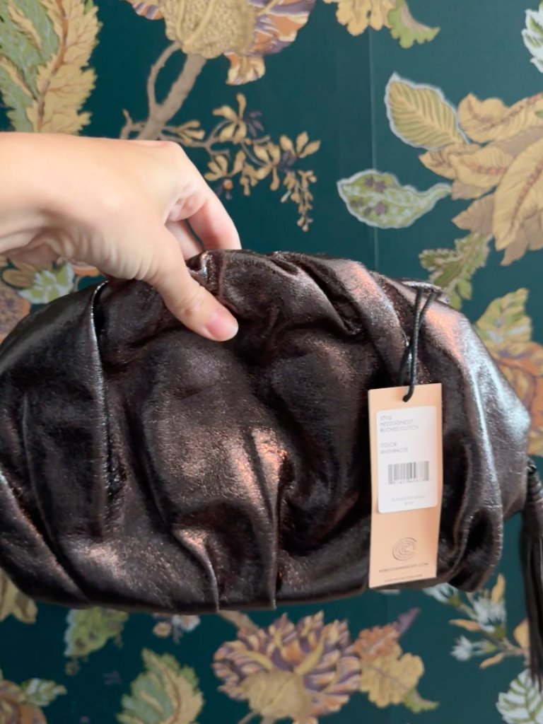 Rebecca Minkoff Ruched Clutch In Anthracite — image 2 of 3